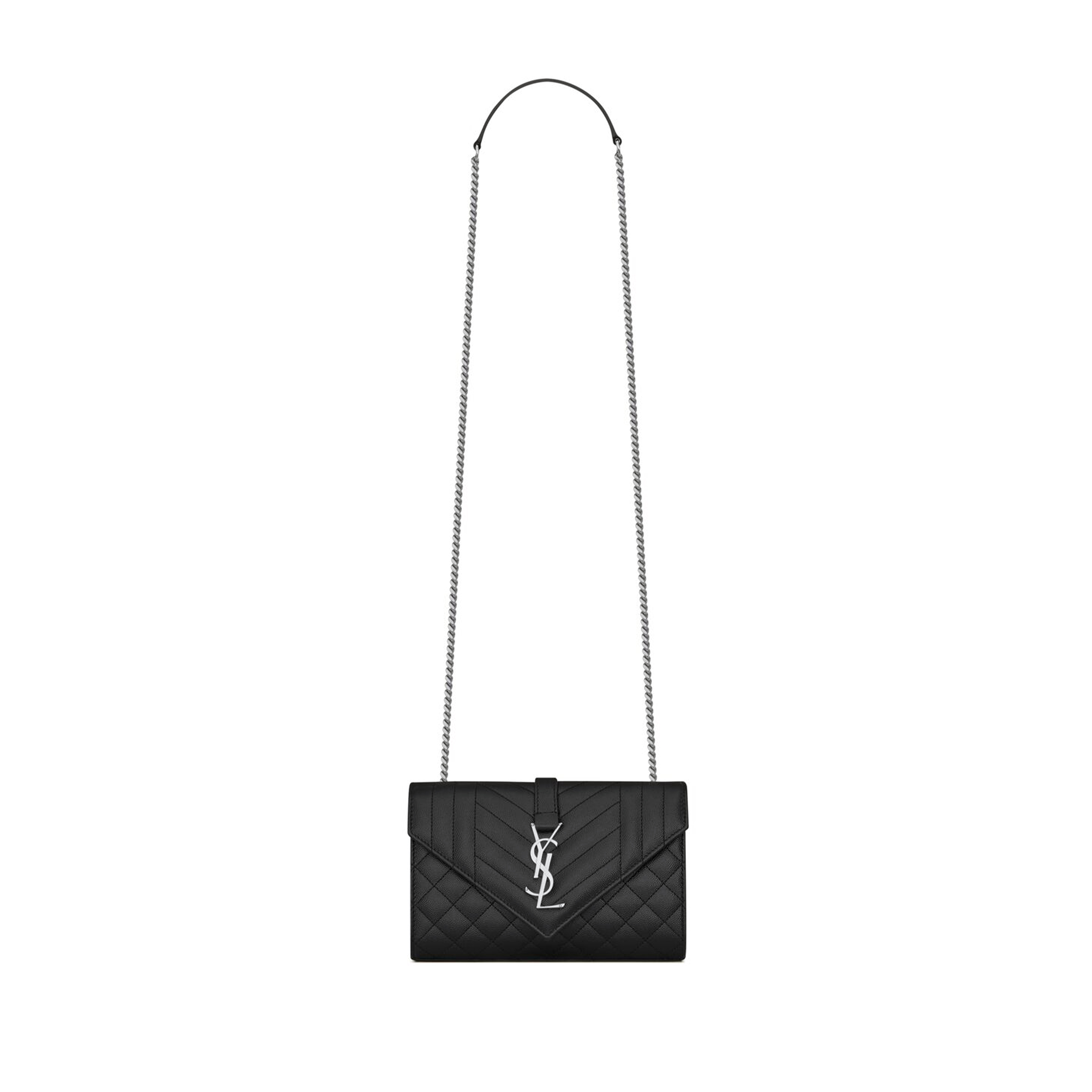 YSL ENVELOPE SMALL IN QUILTED GRAIN DE POUDRE EMBOSSED LEATHER 600195BOW921000 (21*13*6cm) YSL ENVELOPE SMALL IN QUILTED GRAIN DE POUDRE EMBOSSED LEATHER 600195BOW921000 (21*13*6cm)